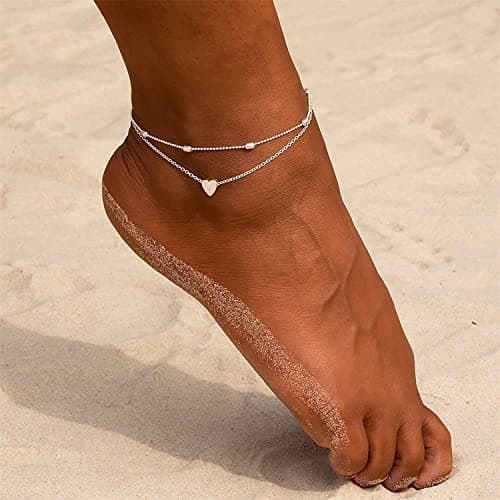 Fesciory Women's Gold Alloy Heart Anklet Bracelet