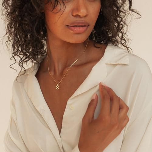 RLMOON Personalized Gold/Silver Initial Necklaces 14K Gold Plated Dainty Letter Pendant