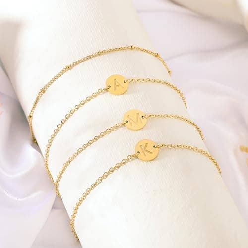 Trendy 18K Gold Initial Bracelets for Women
