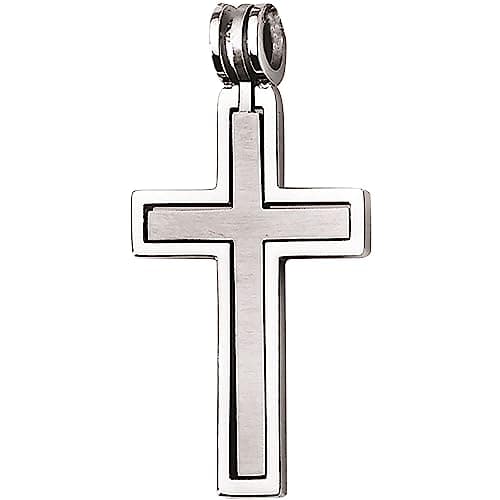 Boston Bay Diamonds Men's Cross Pendant Necklace, 316L Stainless Steel, 24" Curb Chain