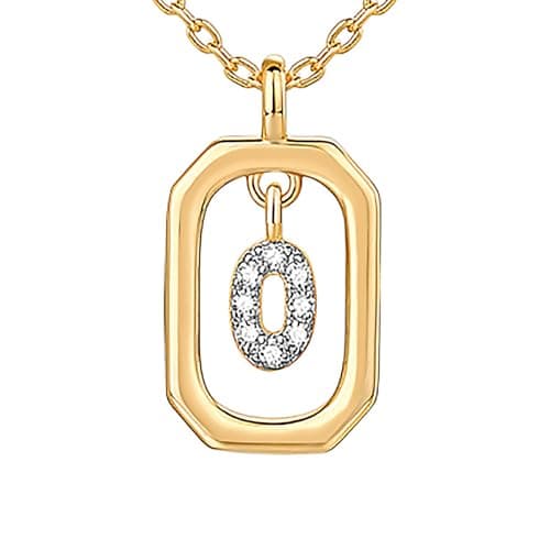 PavoI 14K Gold Plated CZ Letter Pendant Necklace for Women