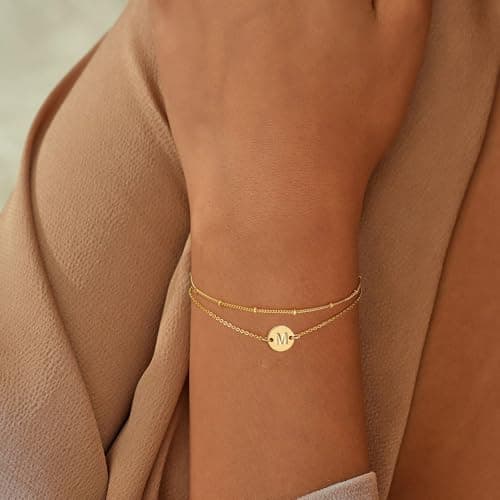 Trendy 18K Gold Initial Bracelets for Women