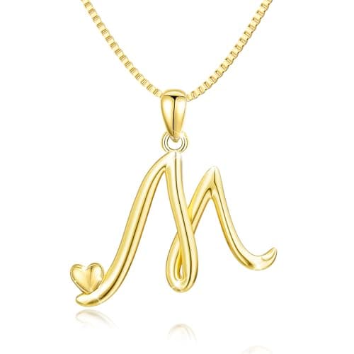 Freekiss Gold Heart Initial Necklace for Women