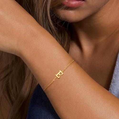 BAYLAY 18K Gold Plated Initial Bracelet for Women
