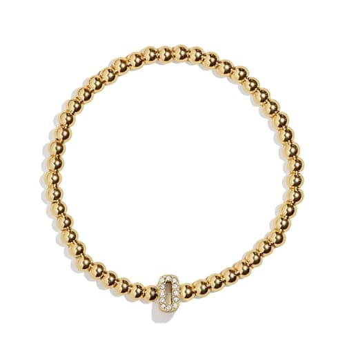 BaubleBar Pisa Stretch Bracelet - Personalized Gold-Plated Vertical Pave Initial Jewelry for Women