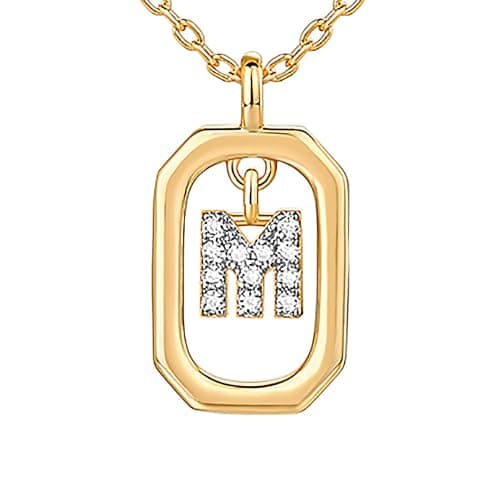 PavoI 14K Gold Plated CZ Letter Pendant Necklace for Women