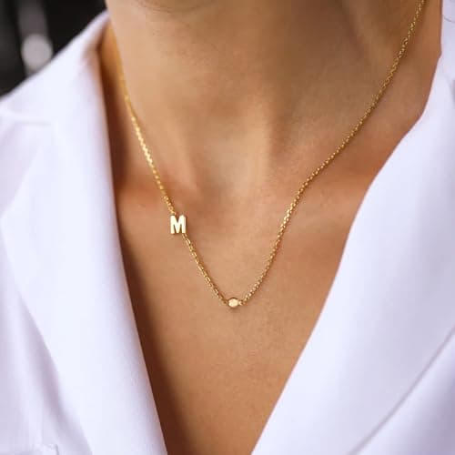 Turandoss Gold Initial Necklace for Women with Cubic Zirconia