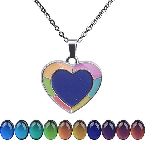 FM42 Temperature Sensing Color-Changing Pendant Necklace with Stainless Steel Chain