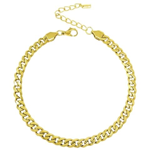 Fashion 21 Stainless Steel Cuban Rope Chain Anklet for Women Adjustable Waterproof Beach Fashion