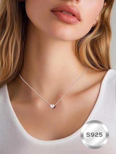 Chic Silver 925 Sterling Heart Initial Pendant Necklace for Women (Gift Box Included)