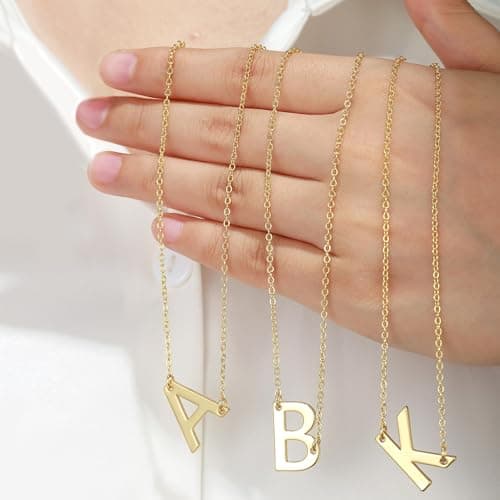 Ursteel Dainty 14K Gold Plated Letter Necklaces for Women