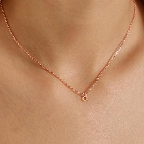 MonooC Personalized Lowercase Initial 14K Gold Necklaces for Women & Girls