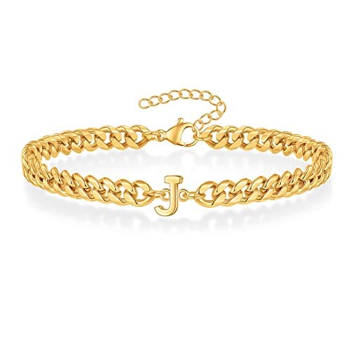 FOCOOG Men's Gold & Silver Initial Bracelet - Custom Adjustable Gift for Him Husband Dad