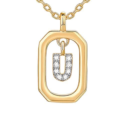 PavoI 14K Gold Plated CZ Letter Pendant Necklace for Women