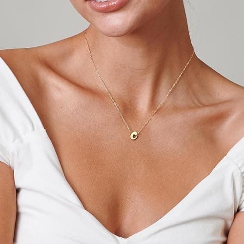 GIFT4U 18K Gold Filled Initial Necklace for Women
