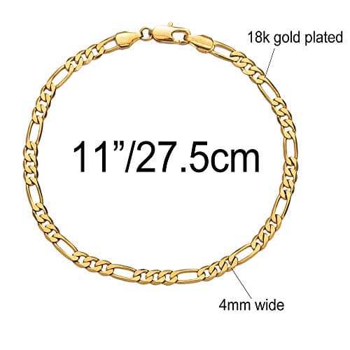 Kelistom 14K White Gold Plated Cuban Link Anklet Bracelets