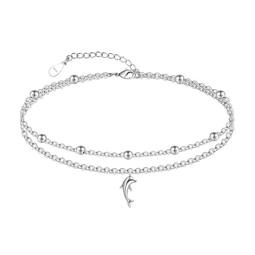 Chic Layered Sterling Silver Created Opal Anklet Bracelet Adjustible 11" Best Friend Beaded Chain
