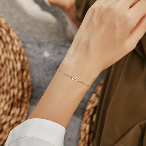 Turandoss Gold Plated Initial Bracelets for Women Trendy Jewelry Gifts