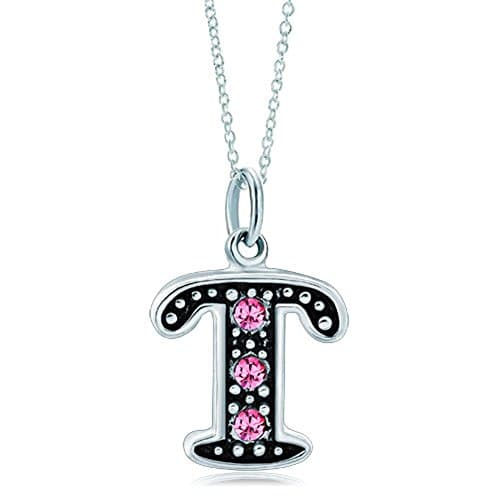 LovelyJewelry Pink Alphabet A-Z Initial Bead Necklace Pendant