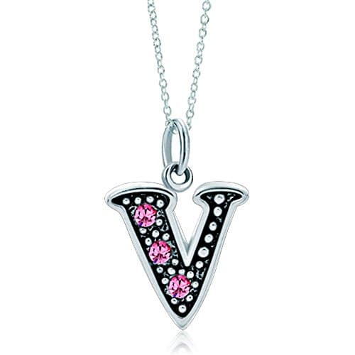 LovelyJewelry Pink Alphabet A-Z Initial Bead Necklace Pendant