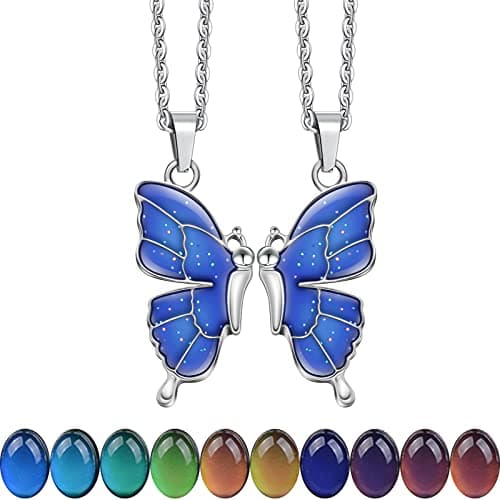 FM42 Temperature Sensing Color-Changing Pendant Necklace with Stainless Steel Chain