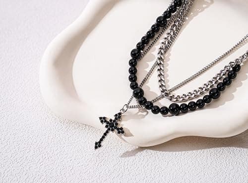 HEAKEY Stainless Steel Layered Hip Hop Choker Necklace