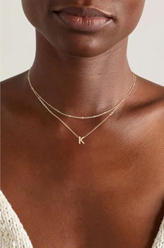Gold Plated Round Letter A-Z Pendant Necklace for Women