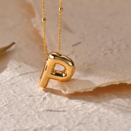 LUCA SMITH Dainty Balloon Alphabet Pendant Necklaces for Women