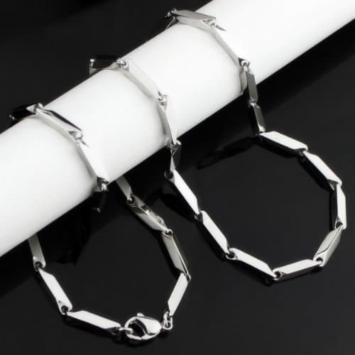 Merdia Men's Stainless Steel Ingot Chain Necklace