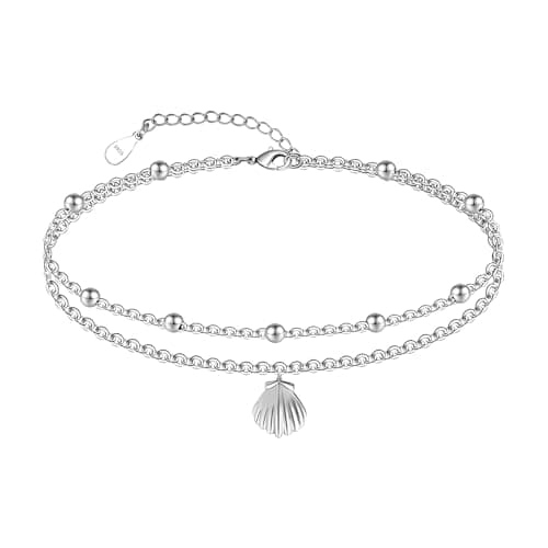 Chic Layered Sterling Silver Created Opal Anklet Bracelet Adjustible 11" Best Friend Beaded Chain