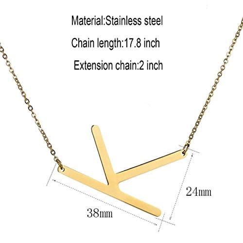 MOMOL Sideways Initial Necklace: Large Big Letters Pendant for Women