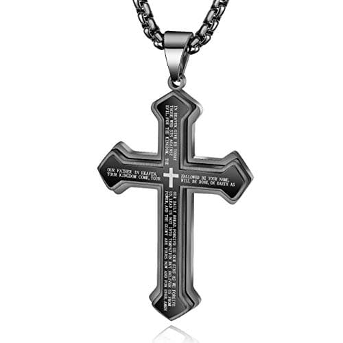 Large Stainless Steel Cross Pendant Necklace for Men and Women