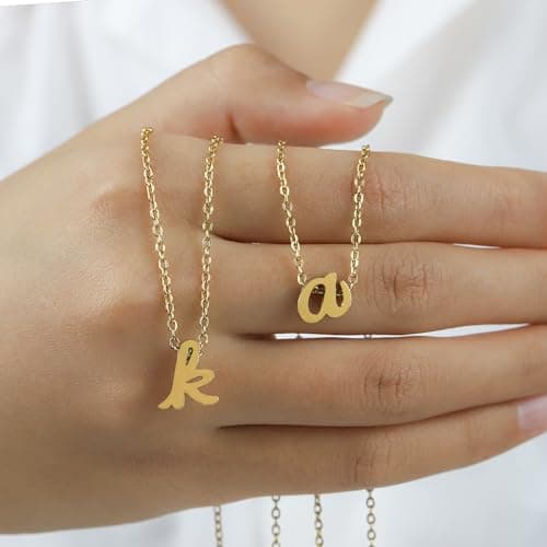 GIFT4U 18K Gold Filled Initial Necklace for Women