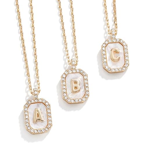 BaubleBar Gold & Mother of Pearl Initial Necklaces
