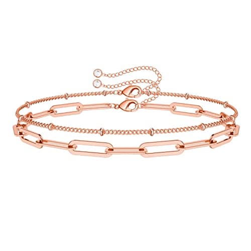 Turandoss Women's 14K Gold Plated Evil Eye Layered Bracelet