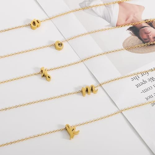 GIFT4U 18K Gold Filled Initial Necklace for Women