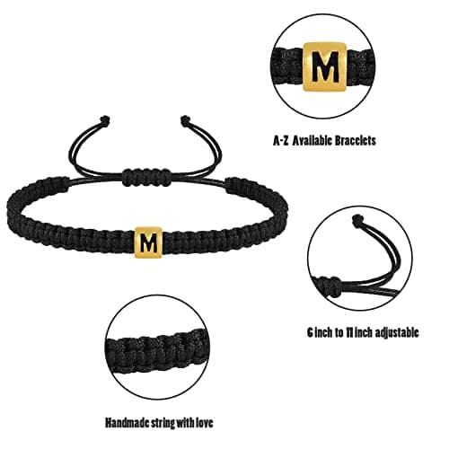 VIBILIA Gold Woven Rope Letter Bracelet - Adjustable Gifts for Men & Women