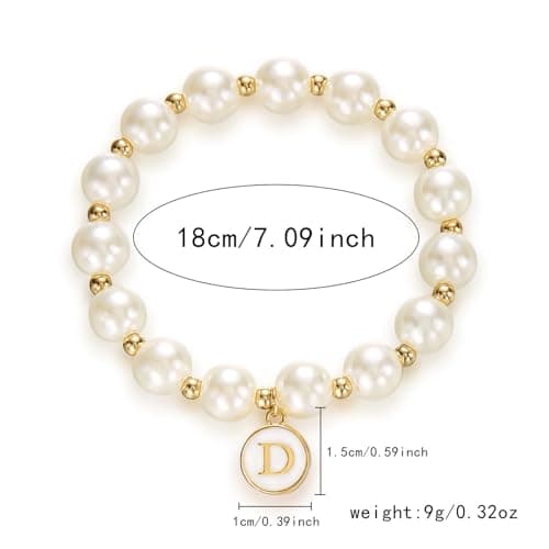 Trendy Gold Plated Pearl Initial Bracelets for Women