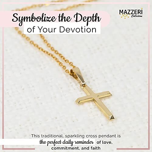 MAZZERI 14k Gold Cross Pendant, Handcrafted in USA, Religious Charms for All