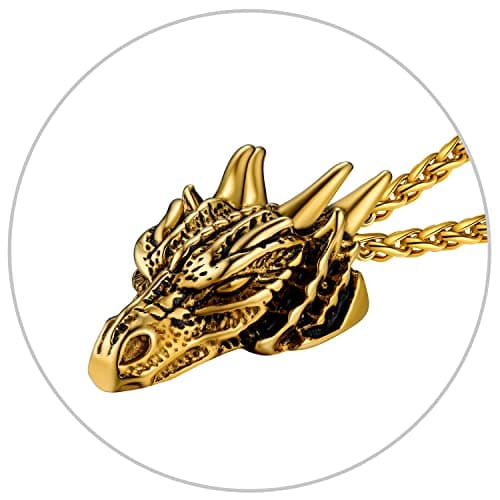 Retro Black Stainless Steel U7 Animal Pendant Necklace for Men & Women Cool Gift