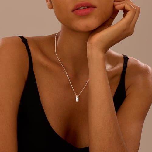 FISSEN Personalized Silver Plated Initial Necklace for Women