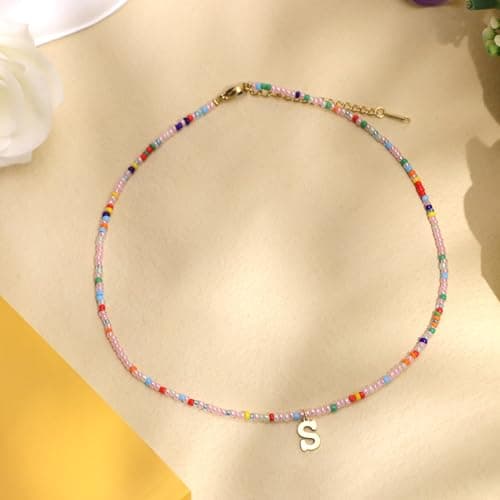 Mikovivi Bohemian Letter Pendant Necklace for Teens