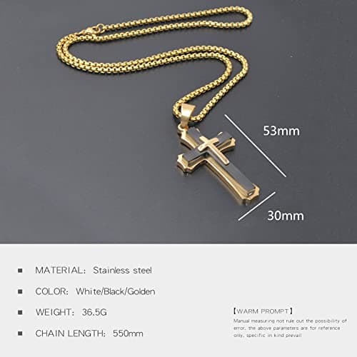 Large Stainless Steel Cross Pendant Necklace for Men and Women