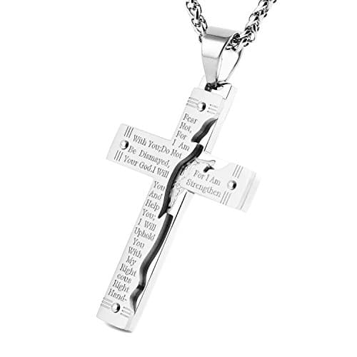 HZMAN Men's Stainless Steel Jesus Crucifix Pendant Necklace