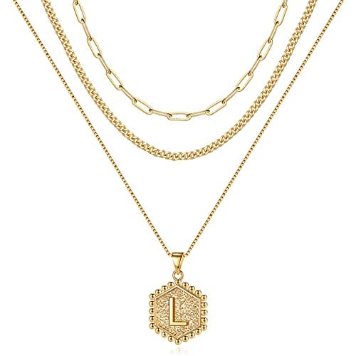 Layered Initial Necklaces for Women