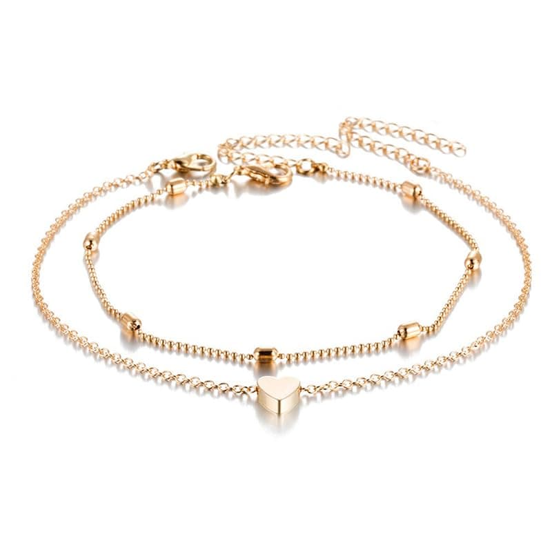 Fesciory Women's Gold Alloy Heart Anklet Bracelet