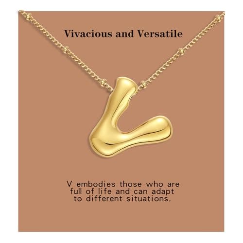 VOJO Gold Plated Balloon Letter Pendant Necklace for Women
