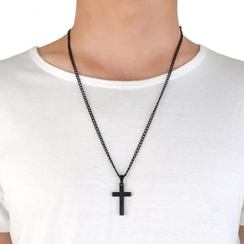 Bluelans 316L Stainless Steel Cross Pendant Necklace | Silver/Gold/Black_chain Easter Birthday Christmas Thanksgiving Va