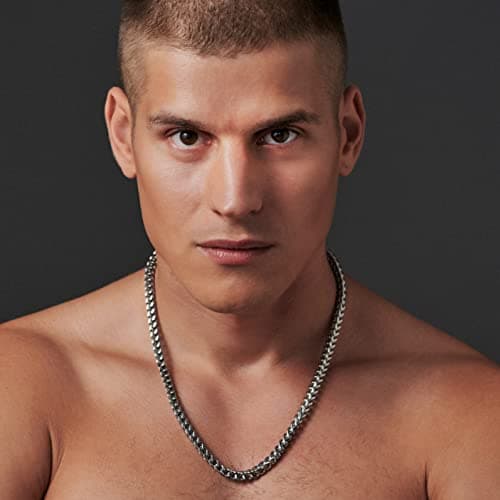 Stunning Mechanic Style Stainless Steel Silver Men's Necklace (18,21,23 Inches)