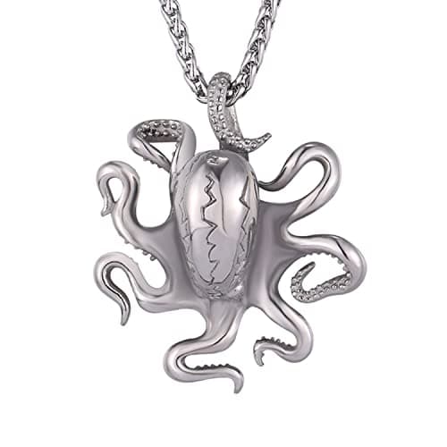 Stainless Steel U7 Skull Pendant Necklace - Gothic Punk Jewelry with 22-24 Inch Chain